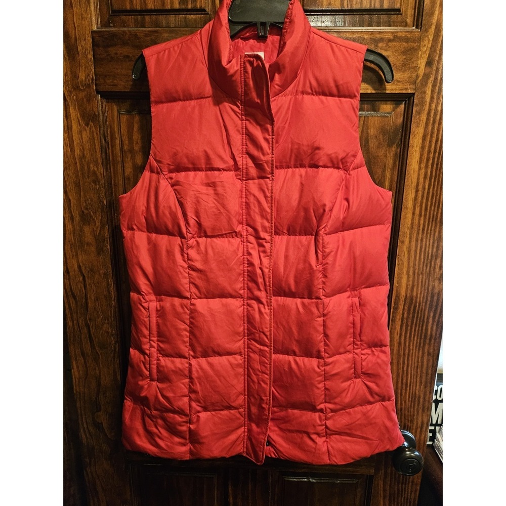 J. Jill Womens Red Down Puffer Vest Quilted Full Zip Size Small NWT